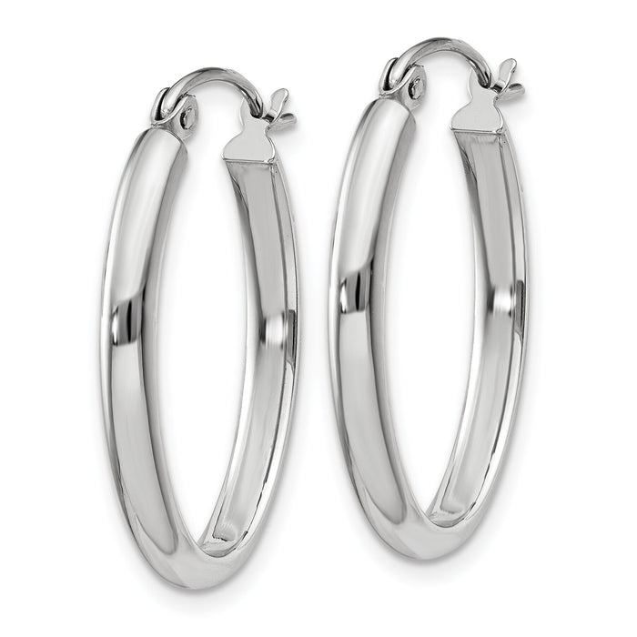 14k White Gold Polished 2.75mm Oval Tube Hoop Earrings-TF112