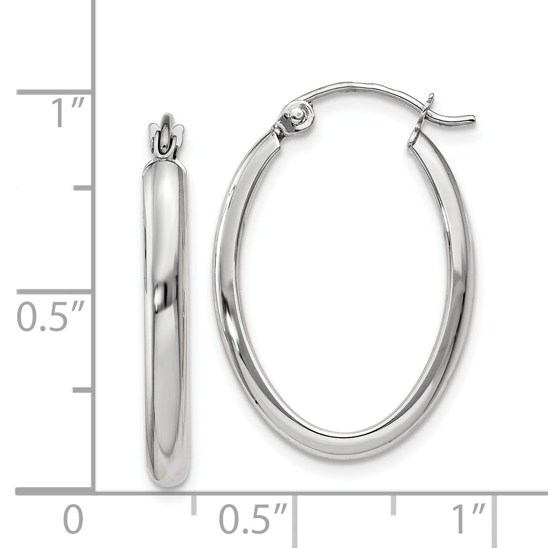 14k White Gold Polished 2.75mm Oval Tube Hoop Earrings-TF112