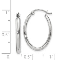 14k White Gold Polished 2.75mm Oval Tube Hoop Earrings-TF112