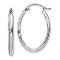 14k White Gold Polished 2.75mm Oval Tube Hoop Earrings-TF112