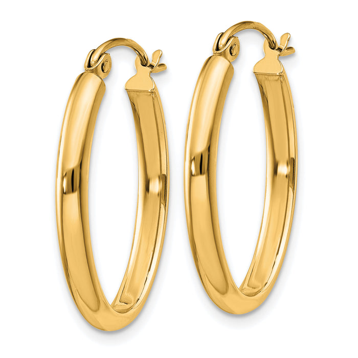 14k Polished 2.75mm Oval Tube Hoop Earrings-TF112Y