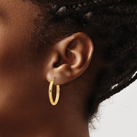 14k Polished 2.75mm Oval Tube Hoop Earrings-TF112Y
