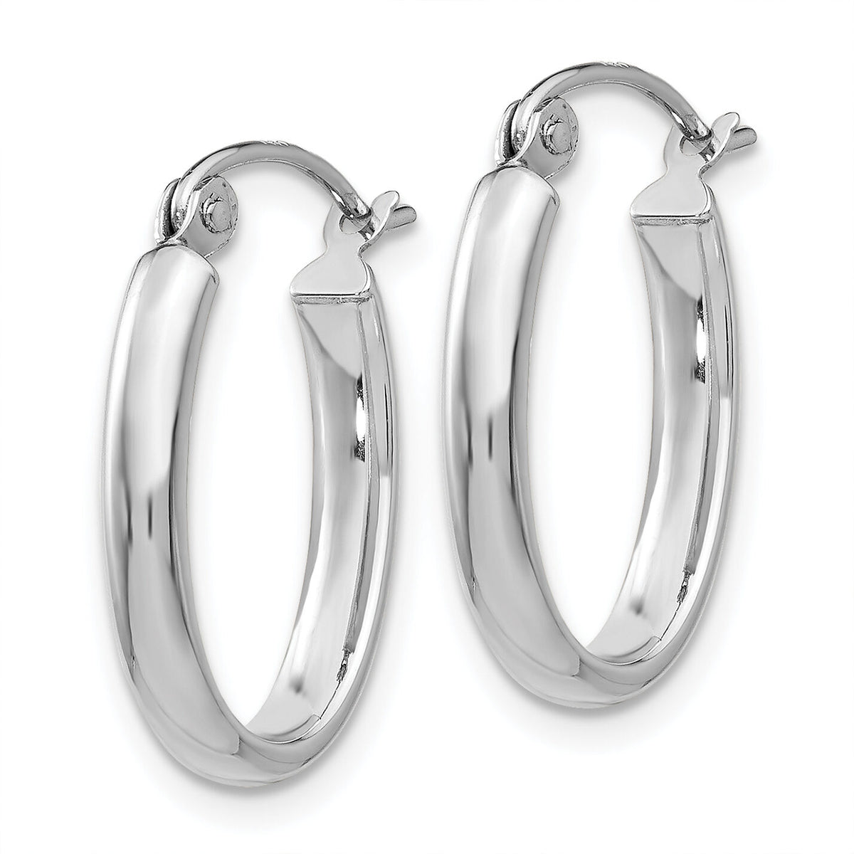 14k White Gold Polished 2.75mm Oval Tube Hoop Earrings-TF113