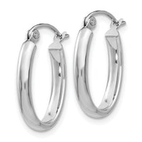 14k White Gold Polished 2.75mm Oval Tube Hoop Earrings-TF113