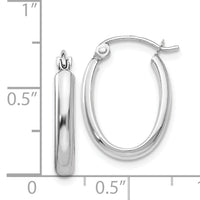 14k White Gold Polished 2.75mm Oval Tube Hoop Earrings-TF113