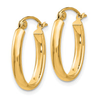 14k Polished 2.75mm Oval Tube Hoop Earrings-TF113Y
