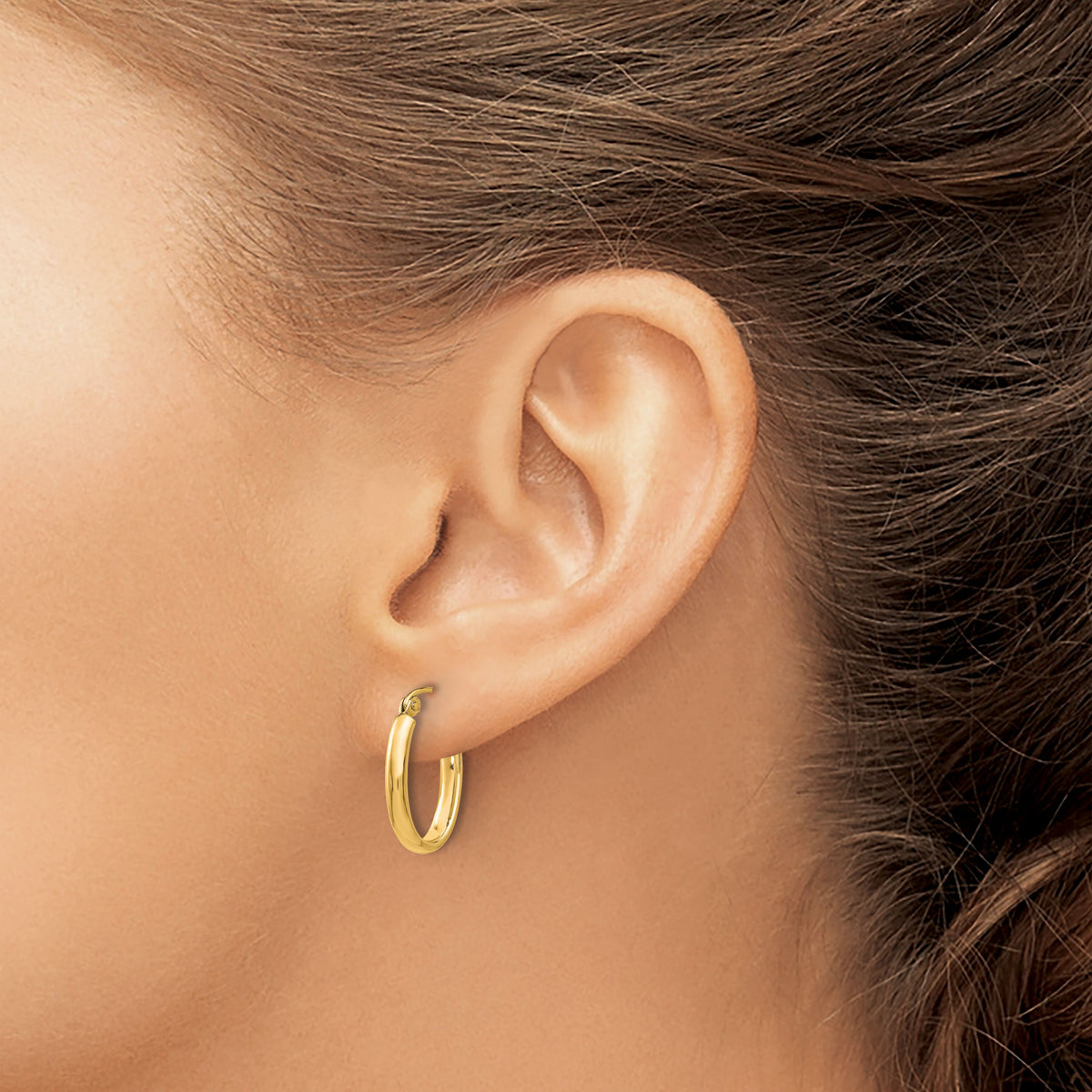 14k Polished 2.75mm Oval Tube Hoop Earrings-TF113Y