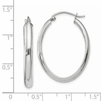 14k White Gold Polished 3.75mm Oval Tube Hoop Earrings-TF114