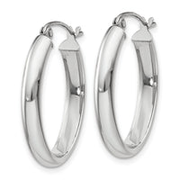 14k White Gold Polished 3.75mm Oval Tube Hoop Earrings-TF115