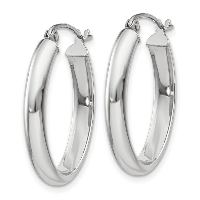 14k White Gold Polished 3.75mm Oval Tube Hoop Earrings-TF115