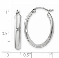 14k White Gold Polished 3.75mm Oval Tube Hoop Earrings-TF115