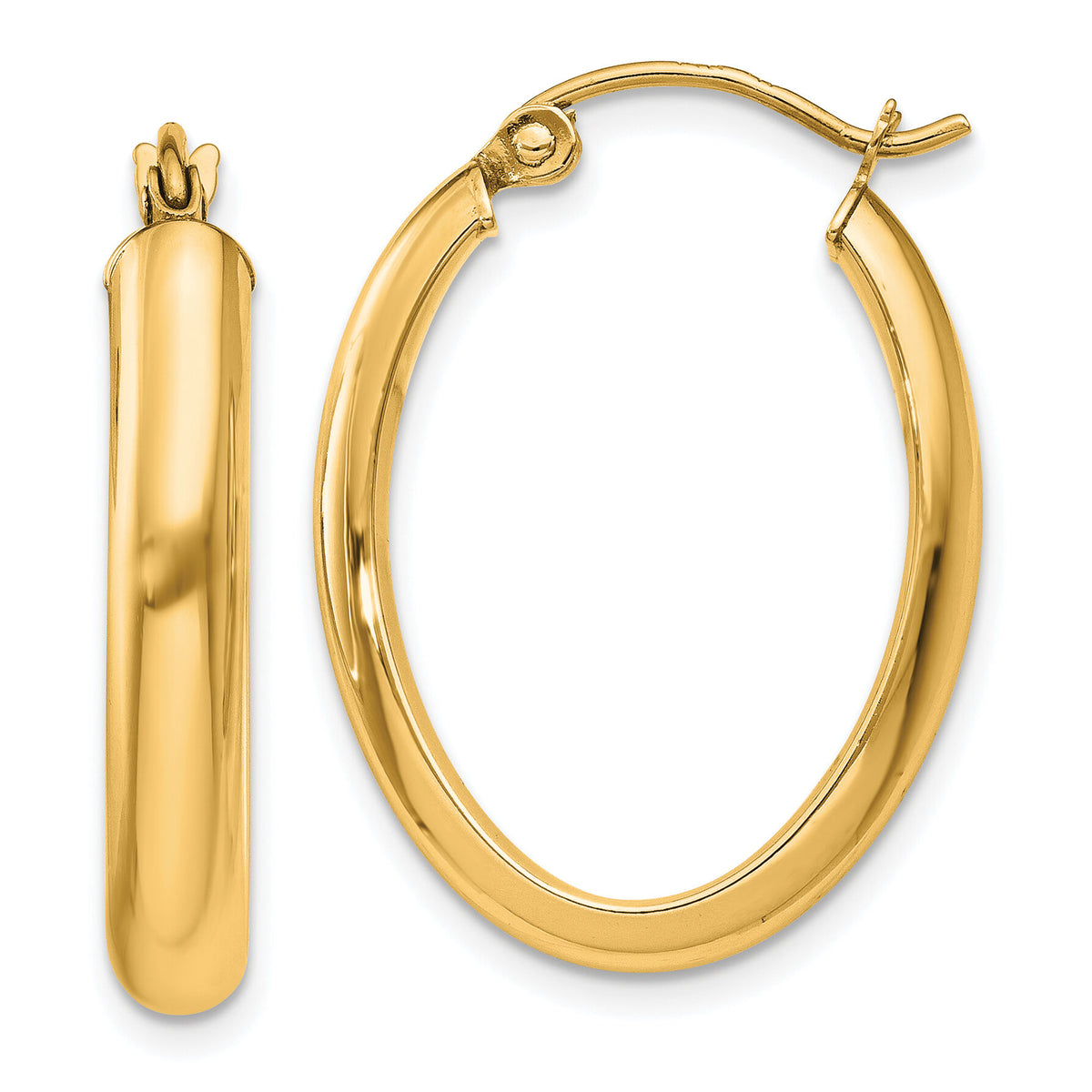 14k Polished 3.75mm Oval Tube Hoop Earrings-TF115Y