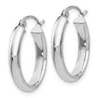 14k White Gold Polished 3.75mm Oval Tube Hoop Earrings-TF116