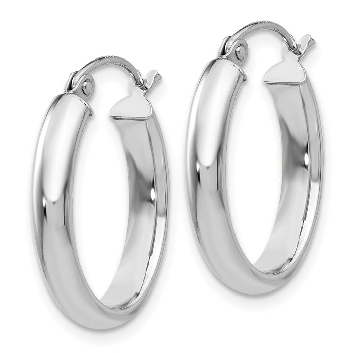 14k White Gold Polished 3.75mm Oval Tube Hoop Earrings-TF116