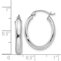 14k White Gold Polished 3.75mm Oval Tube Hoop Earrings-TF116