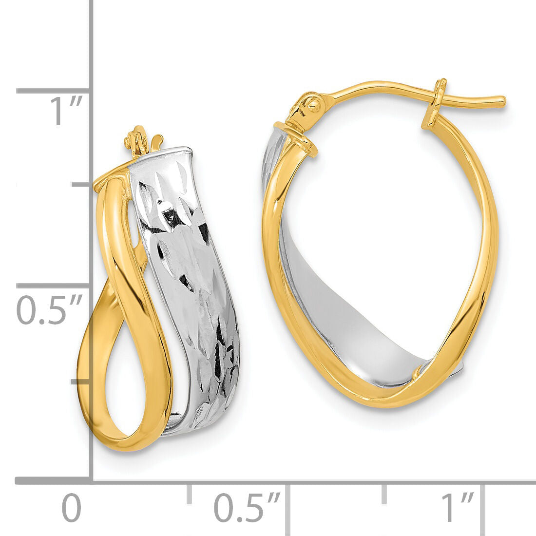 14k Two-Tone Diamond-cut and Polished Earrings-TF1166