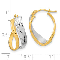 14k Two-Tone Diamond-cut and Polished Earrings-TF1166