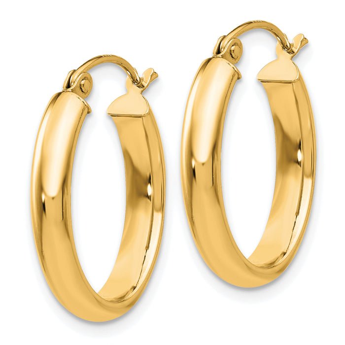 14k Polished 3.75mm Oval Tube Hoop Earrings-TF116Y