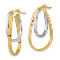14k Two-tone Polished Double Oval Hoop Earrings-TF1188
