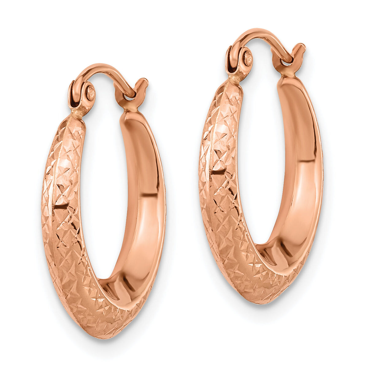 14K Rose Gold Textured Hollow Hoop Earrings-TF1206