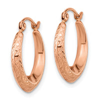 14K Rose Gold Textured Hollow Hoop Earrings-TF1206