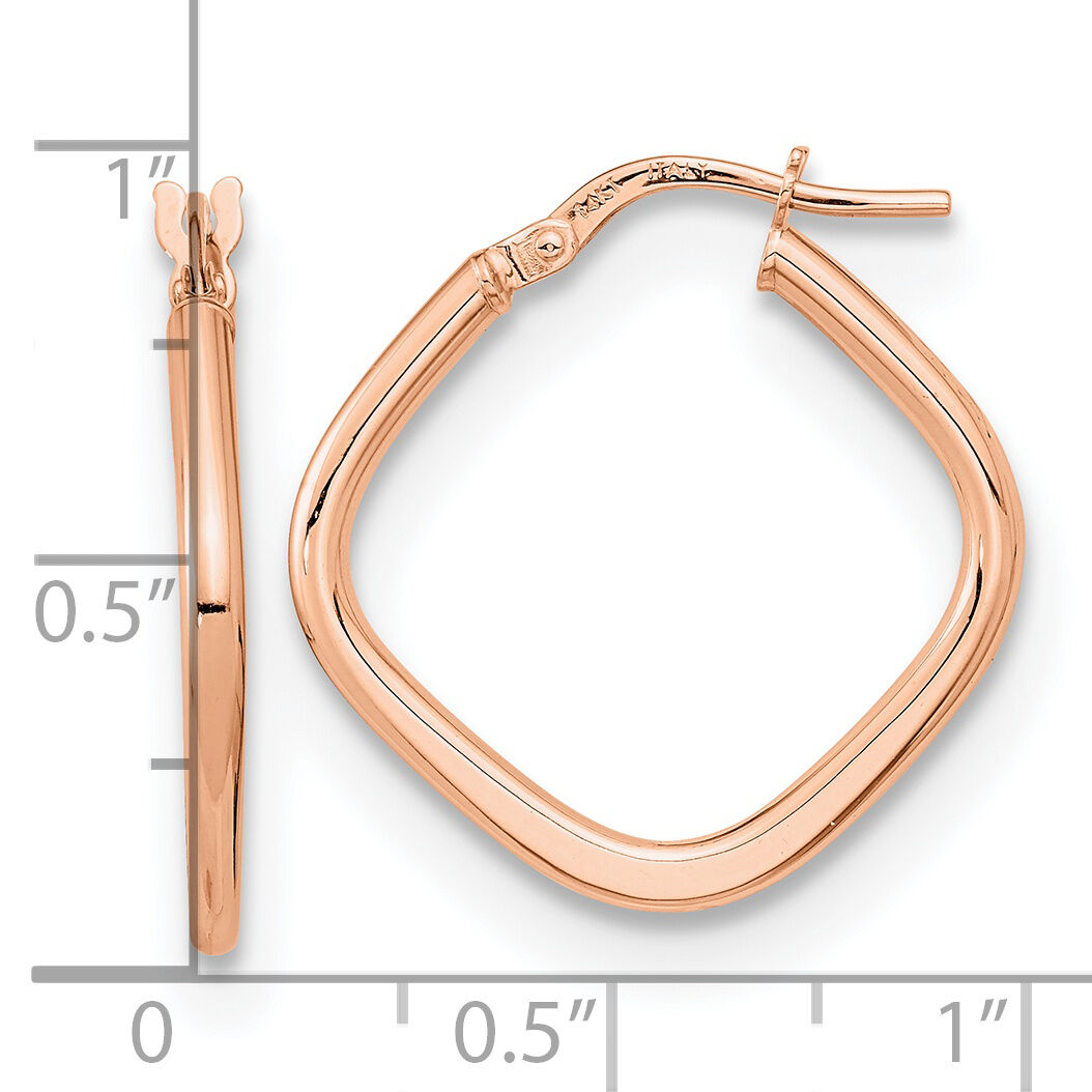 14k Rose Gold Polished Square Hoops-TF1208R