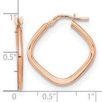 14k Rose Gold Polished Square Hoops-TF1208R