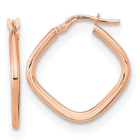14k Rose Gold Polished Square Hoops-TF1208R