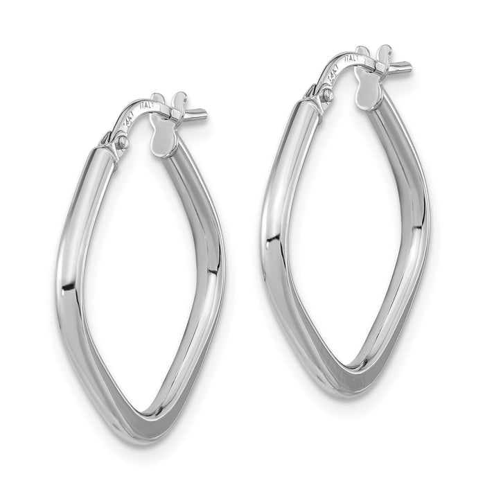 14k White Gold Polished Square Hoops-TF1208W