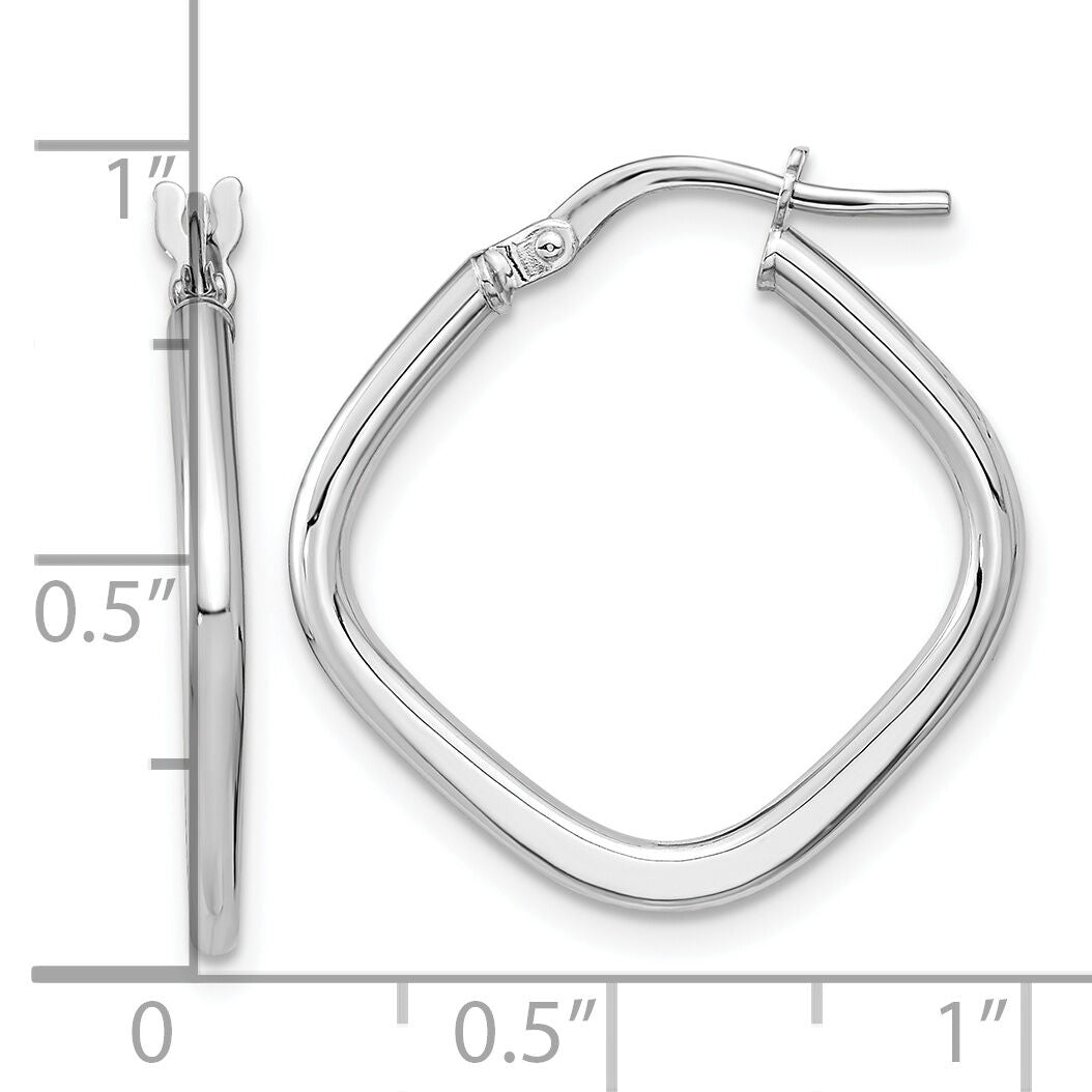 14k White Gold Polished Square Hoops-TF1208W