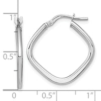 14k White Gold Polished Square Hoops-TF1208W
