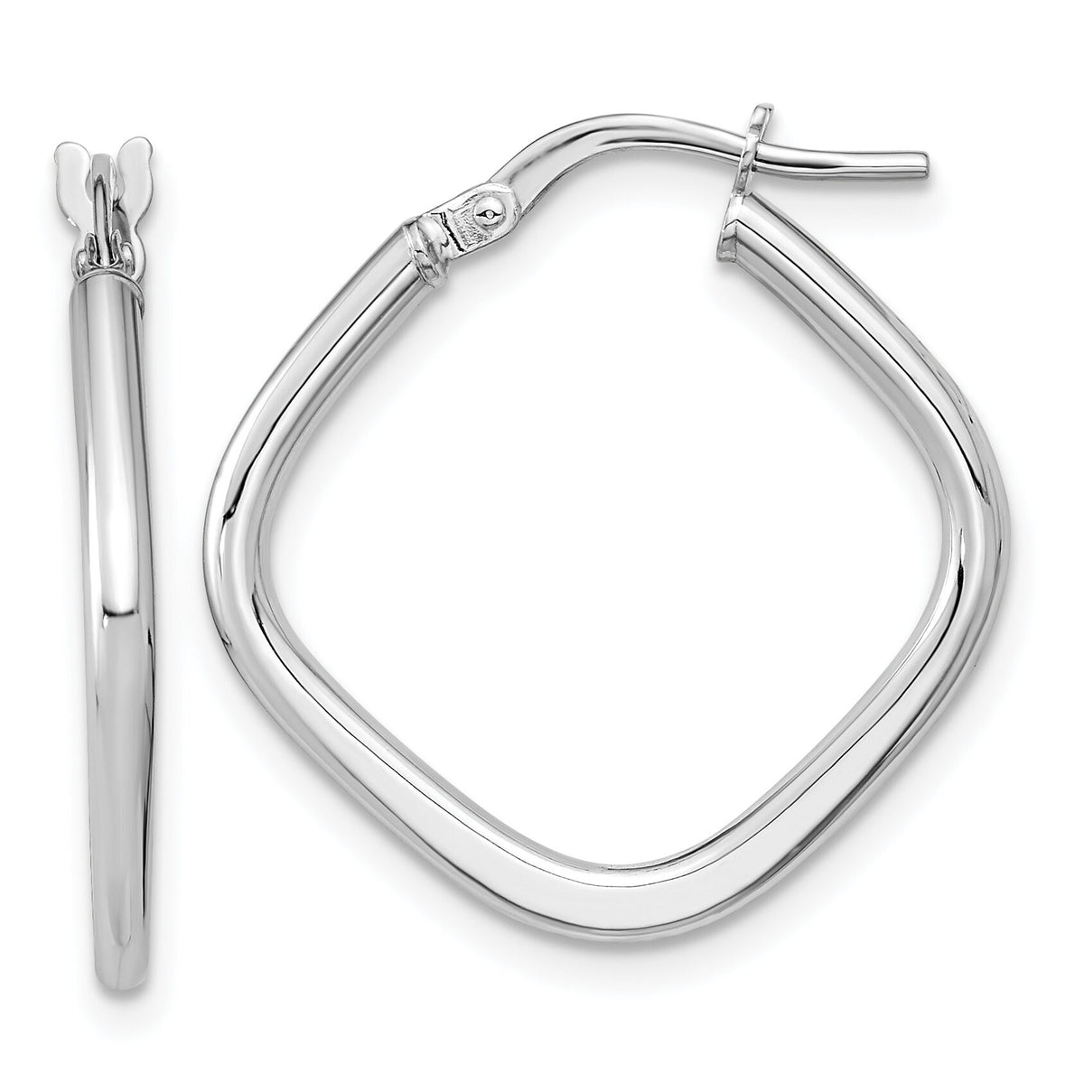14k White Gold Polished Square Hoops-TF1208W