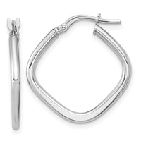 14k White Gold Polished Square Hoops-TF1208W