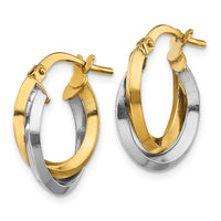 14k Two Tone Polished Double Hoops-TF1216