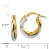 14k Two Tone Polished Double Hoops-TF1216