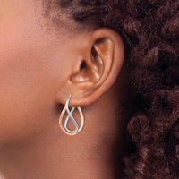 14k Yellow Gold w/White Rhodium and Rose Gold-plated Swirl Hoops-TF1234