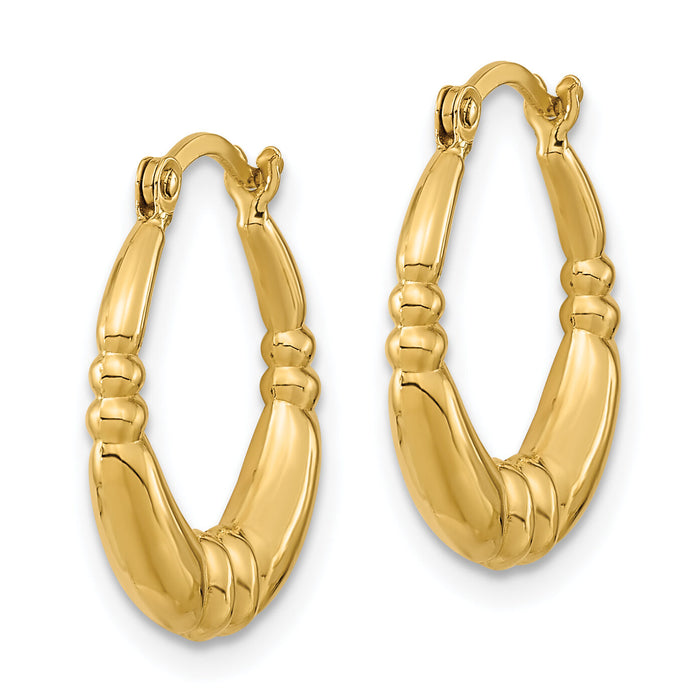 14K Polished Hoop Earrings-TF1242