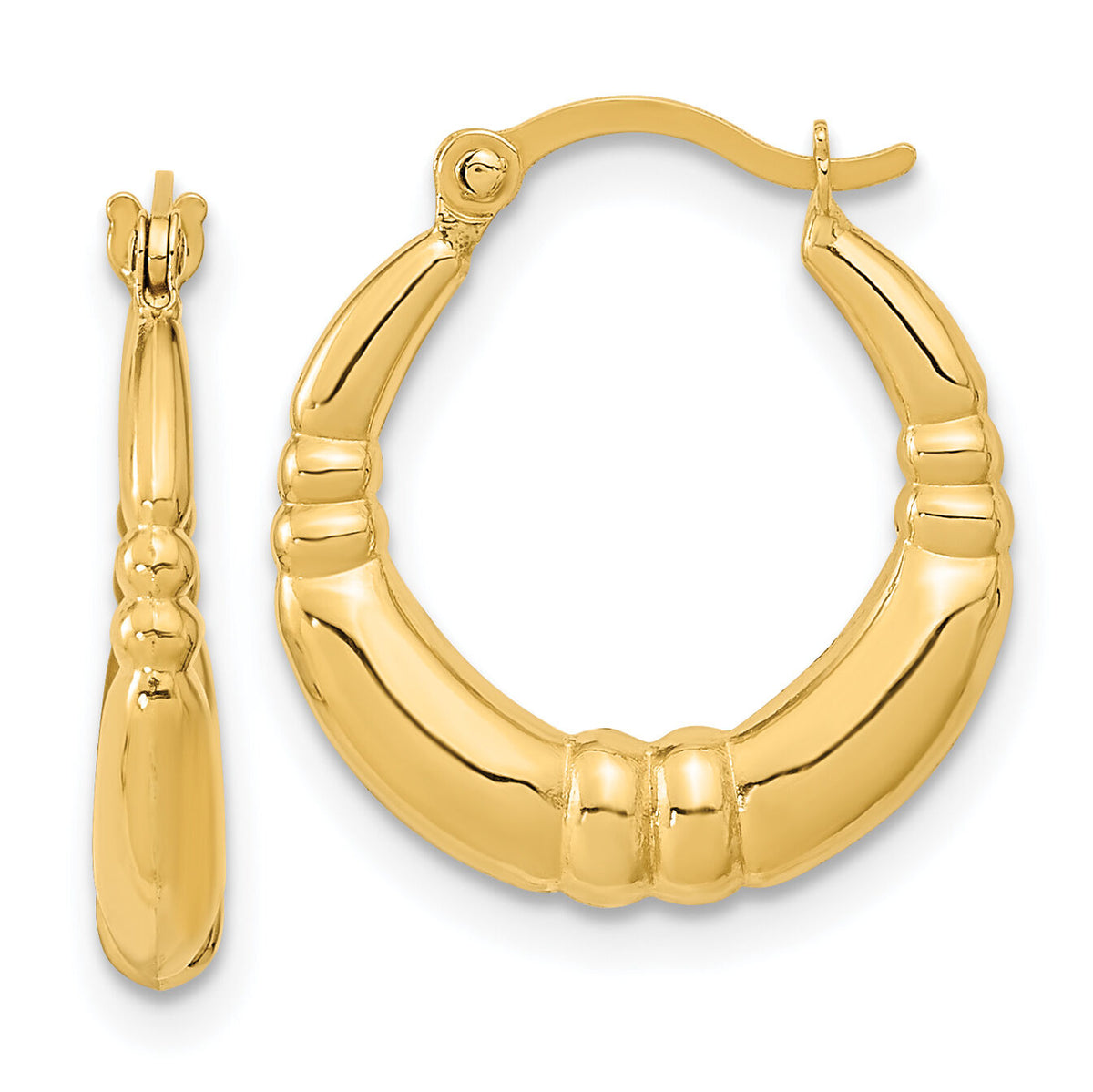 14K Polished Hoop Earrings-TF1242