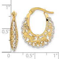 14k Rhodium-plated Polished Filigree Hoop Earrings-TF1247