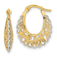 14k Rhodium-plated Polished Filigree Hoop Earrings-TF1247