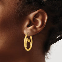 14k Polished Dolphins Hoop Earrings-TF1249