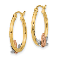 14K Tri-color Guadalupe Hoop Earrings-TF1269