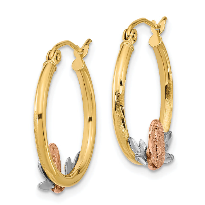14K Tri-color Guadalupe Hoop Earrings-TF1269