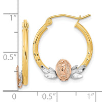 14K Tri-color Guadalupe Hoop Earrings-TF1269