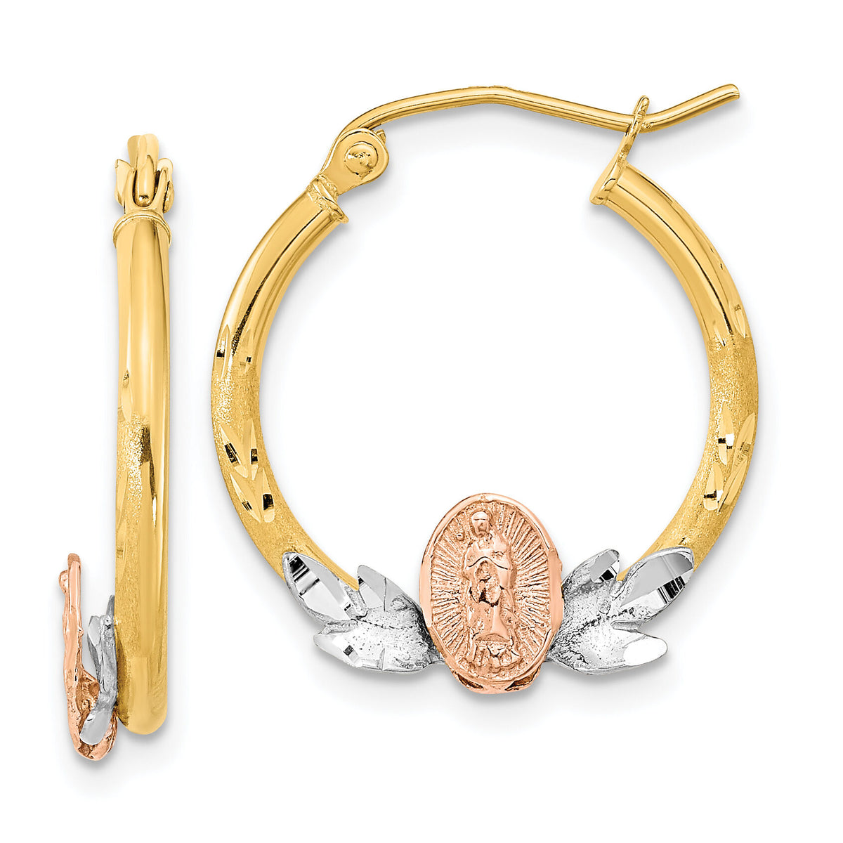 14K Tri-color Guadalupe Hoop Earrings-TF1269