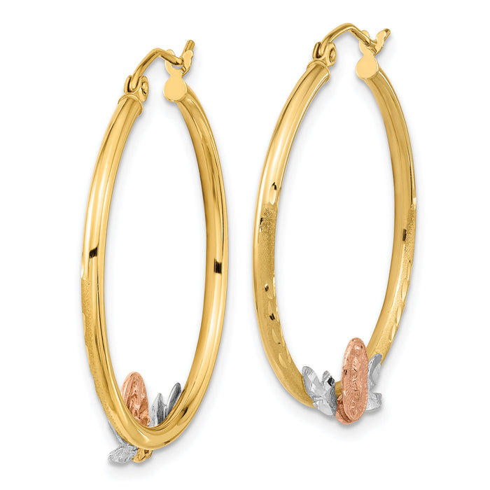 14K Tri-color Guadalupe Hoop Earrings-TF1270