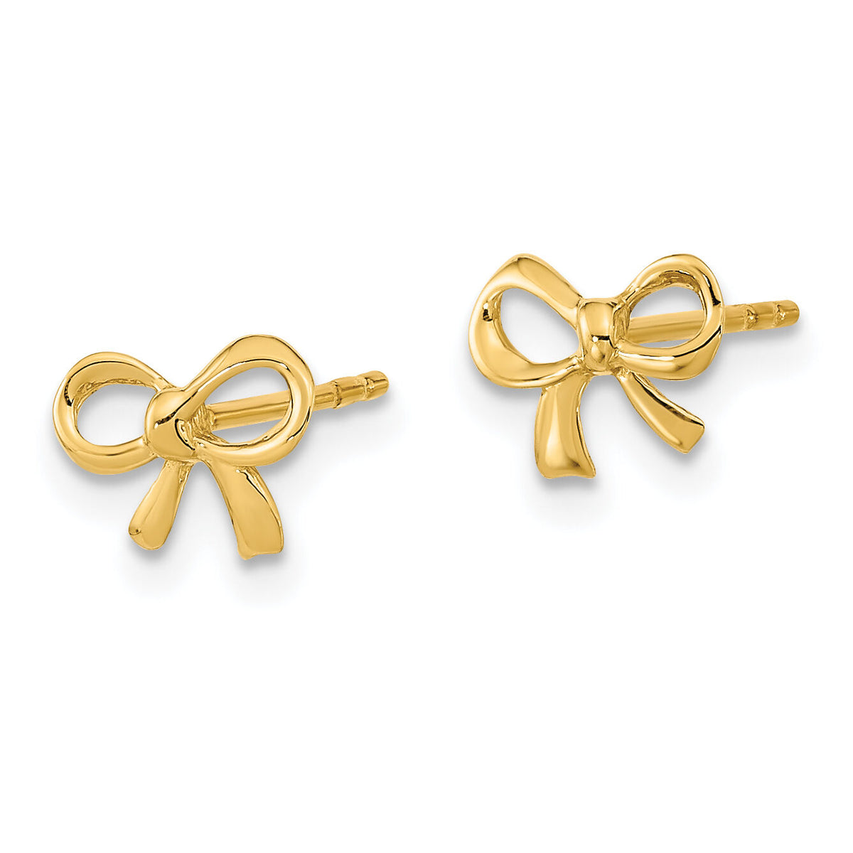 14k Gold Polished Bow Post Earrings-TF1271