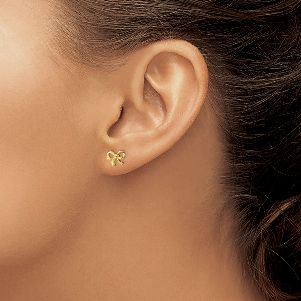 14k Gold Polished Bow Post Earrings-TF1271