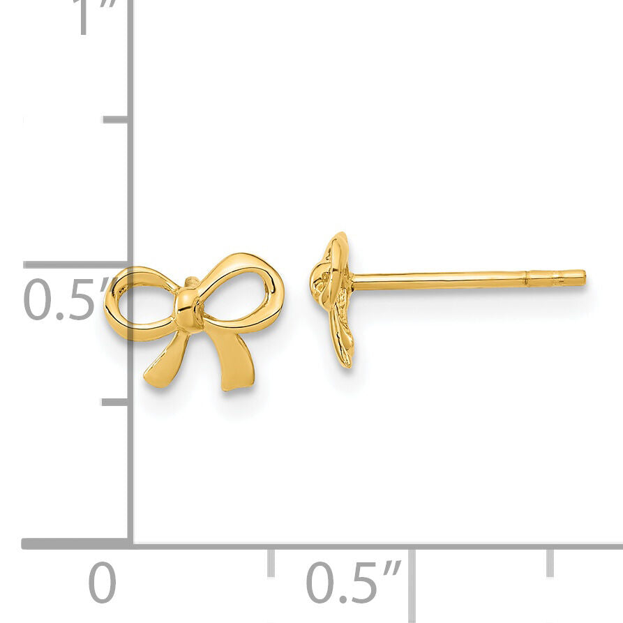 14k Gold Polished Bow Post Earrings-TF1271