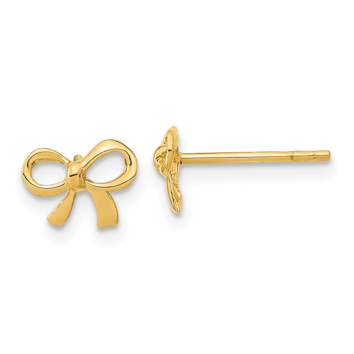 14k Gold Polished Bow Post Earrings-TF1271